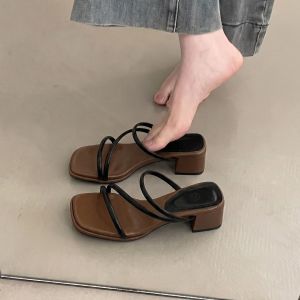 XUJIA | Stylish Thick Heel Slim Strap Sandals