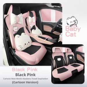 ZHUIBENSUYUAN | Cartoon Breathable Flax Car Seat Cover Four Seats