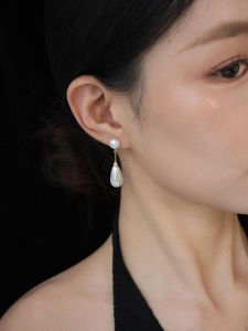 Pianist | Face Slimming Long Drip Pearl Earrings Silver 925