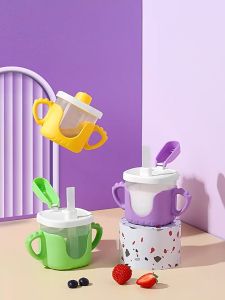 botol minum bayi baby training cup serbaguna 3in1 300ml sedotan sippy cup gelas 6 bulan - 3 tahun