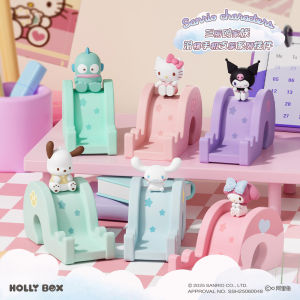 Wolfboywan Sanrio Family Slide Phone Stand Display Kitty Cat Korumi Anime Figure Collectible Toy Home Decoration