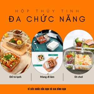 Hộp Tròn Hộp Cơm Thủy Tinh Ăn Trưa Văn Phòng Hộp Trữ Thực Phẩm Sử Dụng An Toàn Trong Lò Vi Sóng