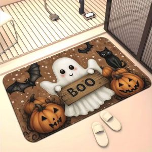 VIKAMA Cartoon Cat Halloween Doormat Non-Slip Indoor Outdoor Entryway Rug Home Entryway Holiday Decorative Rug Home Decor