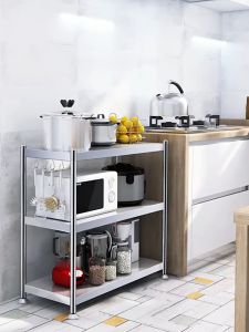[In Stock&COD] 304 Stainless Kitchen Rack Thicken Kitchen Cabinet Rack Kitchen Racks Organizer Stainless Steel Storage Rack Shelf Organizer Rack Microwave Rack Multi-layer Cabinet Kitchen Storage Rack
