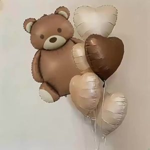6 Cái Bóng Bay Nhôm Hình Gấu Nâu Mờ Nhám Phong Cách Retro Màu Kem Caramel Trắng Trang Trí Tiệc Tùng Sinh Nhật Lễ Hội