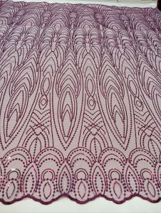 Bahan tille squin/tulle motif elisahab bordir tebal squin/ khusus warna burgendi cod