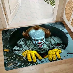 VIKAMA Halloween Carpet Scary Clown Floor Mat Outdoor Carpet Welcome Mat Bathroom Absorbent Carpet Home Decoration