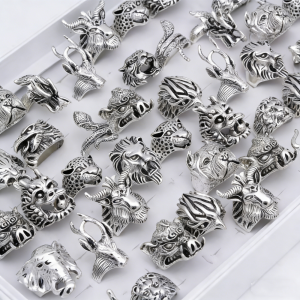 10/20/Pcs/Lot Fashion Punk Animal Alloy Rings Men Women Cool Cheetah Tiger Mixed Style Daily Party Gifts Jewelry Random
