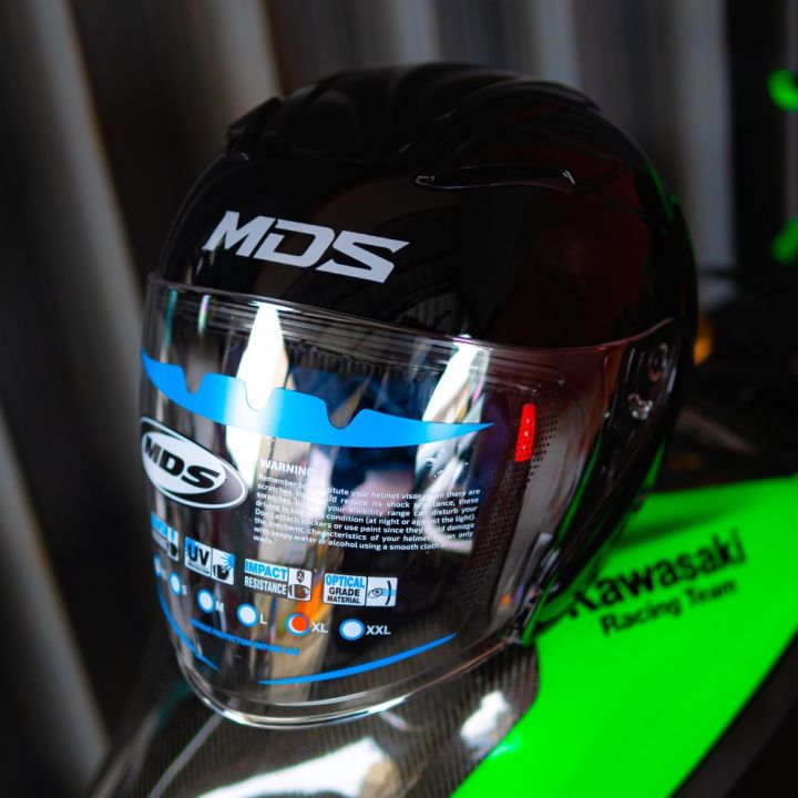 HELM MDS VOLTUS SOLID BLACK GLOSSY HALFFACE INTERCOM READY