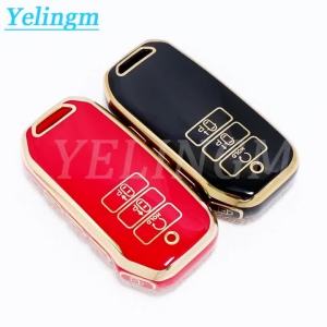 TPU Gold Edge Key Shell Fob Holder For Kia Sorento MQ4 2020 2021 2022 EV6 K8 v6 7Buttons Car Remote Key Case Cover Protector