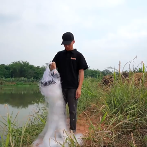 1.5M 3-Layer Fishing Net with Plastic Floats 2/3 Finger Mesh Ready to Use Lambat Fish Catching Net