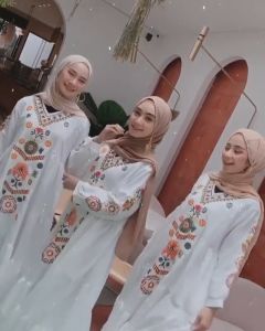 Ilona - Ramadhani Dress Muslim Wanita Dewasa Remaja Gamis Bordir Mewah Timbul