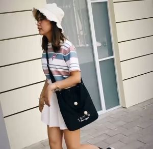 ส่งจากไทย(5สี/พร้อมส่ง) กระเป๋าสะพายข้าง กระเป๋าผ้าแคนวาสสไตล์ใหม่