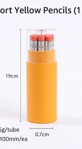 VK 12pcs Wooden Pencil with Eraser Tube Sharpener Yellow Skech Pencils Large Capacity Drawing Gift