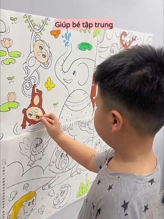 Tranh tô màu cho bé cuộn 3m Tranh tập tô dán tường nhiều chủ đề kèm hộp Sáp màu hữu cơ | Lazada.vn