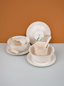 Degradable Rice Hull Disposable Dining Set Four-Piece Set Bowl And Chopsticks for Home Restaurant Street Food Hot Pot BBQ