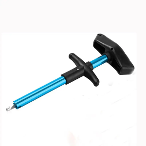 T-Shaped Fish Hook Remover - Aluminum Alloy Tool with Ergonomic Blue Handle Durable Metallic Finish Ideal Fishing Gift