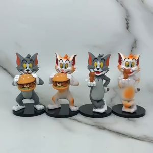 Mô Hình Tom Và Jerry Bộ 4 Mô Hình Tom Ăn Hamburger Jerry Siêu Dễ ThươngCao 10cm Thích Hợp Decor Trang Trí Bộ Sưu Tập