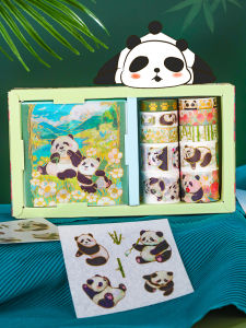 Gift Box Panda Sticker Tape Set Retro Classic Painting Calligraphy Poem Paper Tape Collage Art DIY Girl Diary Decoration Material Creative Birthday Gift