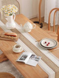Table Runner Cotton Linen Dining Table Decor Table Cloth Center Cover Rectangle Bohemian Decor for 4/6/8/10 Seater