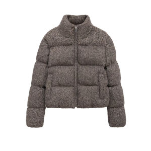 ETJ 2025 Winter new  womens fresh and elegant white turtleneck knitted thick cotton jacket warm bread jacket 6318229