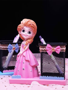 Cute Princess Pen Holder Childrens Gift Storage Box Girls Teachers Day Present Luxury Desk Decoration Resin Square Shape