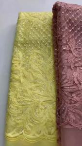 Emerald Green 5Yards African Tulle Lace Fabric 2026 Embroidered Nigerian Mesh Lace With Sequins For Party Dress Sewing Fabric