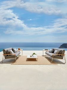 Nordic Outdoor Sofa Chair Modern Simple Outdoor Leisure Courtyard Waterproof Sunscreen Rope Weaving Coffee Table Furniture