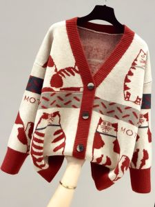 Thickened Knitted Sweater Cardigan Outerwear for Women Spring Autumn Season Open Front Style V Neck Long Sleeve Regular Fit