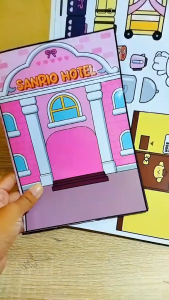 DIY Sudah Disusun Paper Doll House Sanrio Hotel Quite Book Cinnamoroll Kuromi Ukuran A5
