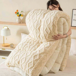 Warm Two-sided Plush Quilt Blanket
