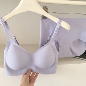 Wireless Comfortable Girls Bra Set Seamless Strap Bras Anti-Sagging Side Breast Collection V-Neck Three/4 Cup Nylon Fabric