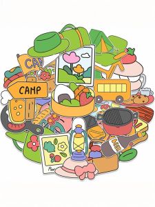 Outdoor Camping Travel Frog Graffiti Decal Stickers for Phone Water Cup Computer Stationery Guitar Skateboard Electric Car Helmet Luggage Power Bank Fridge Decoration Waterproof