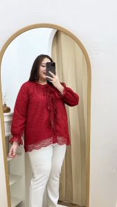 MELARGE - Bella Blouse: Kemeja Wanita Brokat Bigsize & Elegan