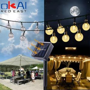 Waterproof Solar Bubble Ball Light String Lights Outdoor Crystal globe String Light Garden Party Christmas Decoration