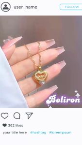 Boliron Letter Love Diamond-encrusted Gold Necklace With Heart Korean Designer High Jewelry With GiftBox Send Girlfriend