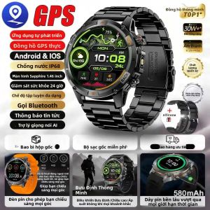 Đồng Hồ Thông Minh GPS Quân Sự Hai Băng Tần Mới Năm 2026 Dành Cho Nam Tích Hợp La Bàn Gọi Bluetooth Chống Nước Theo Dõi Thể Thao Ngoài Trời Với Chức Năng Theo Dõi Nhịp Tim Và Giấc Ngủ