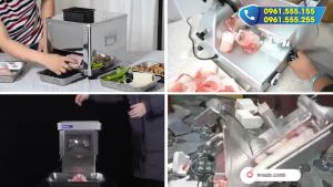 Máy cắt thái thịt tươi sống công nghiệp NEWSUN DQ 8 thay được lưỡi dao năng suất 200Kg/H