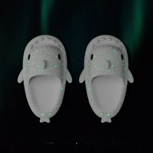 Chedoir Fun Luminous Shark Slippers Womens Summer Cartoon Cute Home Couples Sandals 2024 New Arrival