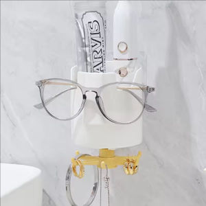 YESPERY Face Shape Wall Hanger Basket with 360° Rotating Hooks Eyeglasses Holder Bedroom Bathroom Organizer