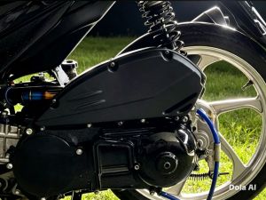 Slim type Air filter cover for Aerox v1 and Lexi 2017-2020 motorcycle models. Black with orange accent. Automotive motorcycle accessory.