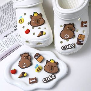 8Pcs Crocs Jibbitz Charms Capybara Cute Cartoon Creative Removable Shoe Buckle Decoration for Crocs