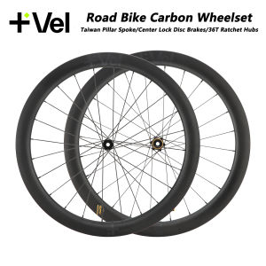 ชุดล้อจักรยานจักรยานเสือหมอบ VEL 700C ชุดล้อจักรยาน50ขอบล้อตัวล็อคตรงกลางล้อจักรยานจานเบรก36T ล้อจักรยานน้ำหนักเบาเป็นพิเศษล้อคาร์บอนไฟเบอร์อุปกรณ์เสริมการปั่นจักรยาน