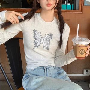 Áo Thun Dài Tay Cổ Đứng Dáng Ôm Vừa Vặn Phong Cách Mỹ Cổ Điển Dành Cho Nữ Mùa Xuân 2025 Áo Thun Dài Tay Bên Trong