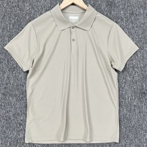 Summer Single Lapel Short Sleeve Stretch Polo Shirt Mens Pure Color Golf Breathable Casual Minimalist Couple Slim Fit T-shirt