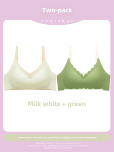 YOAYIKAV Pure Color Nylon Bra for Young Women Small Bust Gathered Upper Supported Anti-Sagging No Trace Underwear
