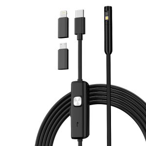 Camera Nội Soi Công Nghiệp 3 Trong 1 Loại C Chống Nước USB-C Có Đèn LED Để Kiểm Tra Đường Ống Tương Thích Với Điện Thoại IOS iPhone Android
