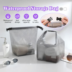 Waterproof Storage Bag Lightweight Cosmetic Shower Bag with Snap Buckle Lock Fitness Clothing Swimming Bathroom Large-Capacity Drawstring Pocket Men Women Travel