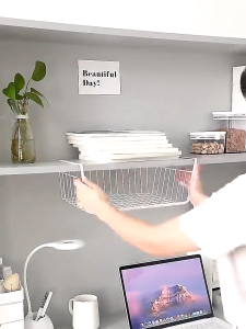 MLADEN Under Table Shelf Hanging Basket Multipurpose Storage Organizer Steel Holder Rack Rak Kabinet 下挂篮