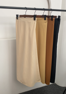 ZANZEN Korean Women Solid Color Mid Skirt Straight A Cut Muslimah Wear